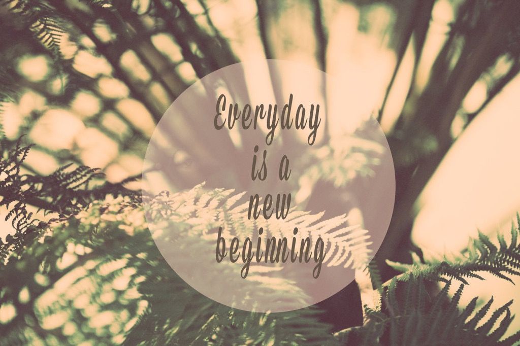 Fern graphic reading “Everyday is a new beginning”
